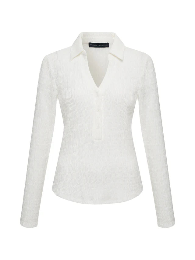 LONG SLEEVE TEXTURED TOP (CHALK) - SANCTUARY