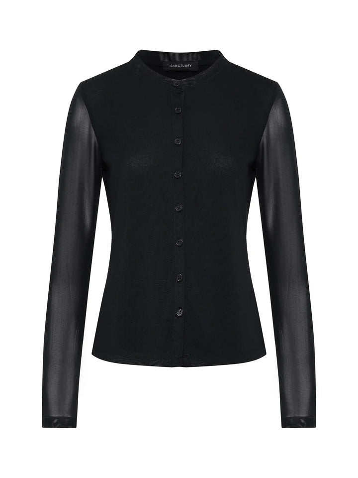 MESH LONG SLEEVE CARDIGAN (BLACK) - SANCTUARY