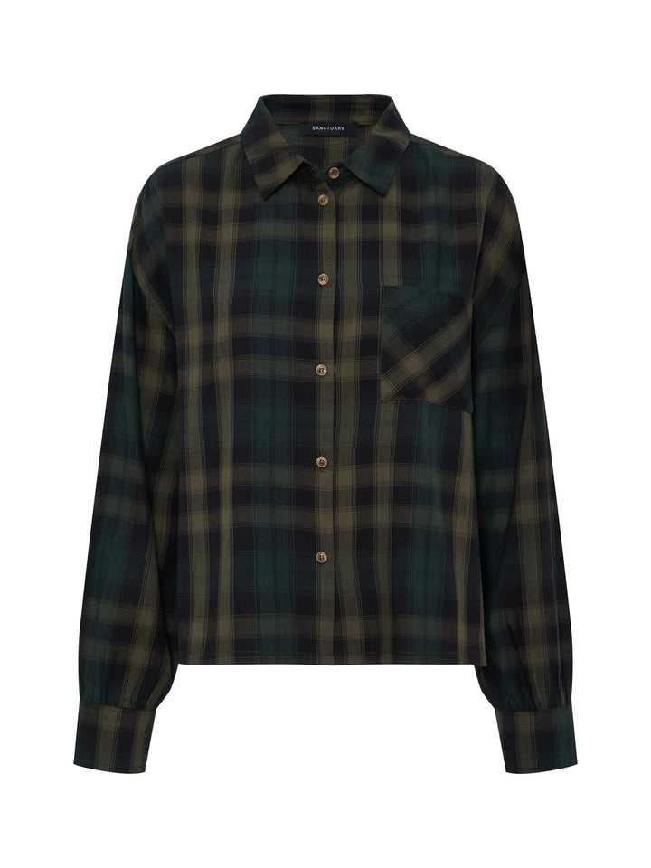 THE AUTUMN EDIT FLANNEL (FOREST PLAID) - SANCTUARY