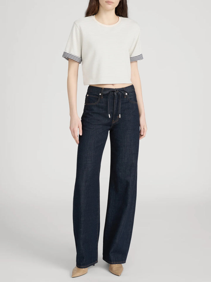 THE STRIPE CUFF TOP (CREAM MULTI) - FRAME