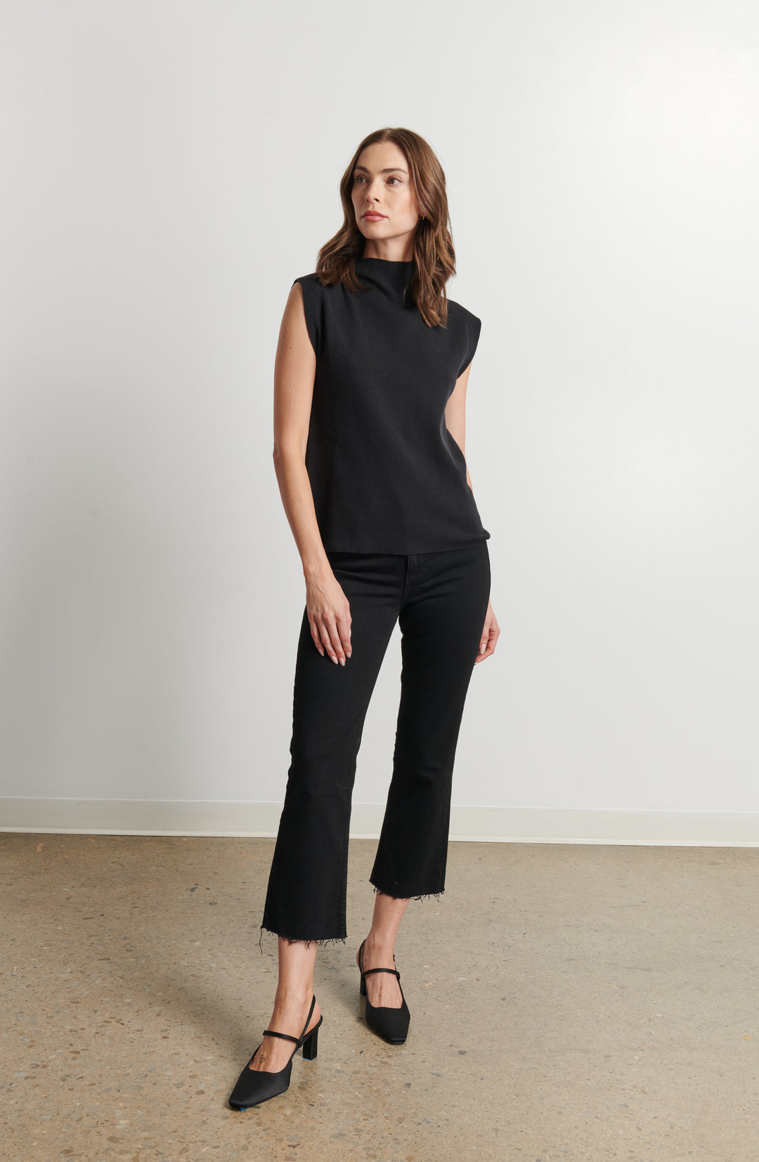 CLEO CAP SLEEVE TURTLENECK TOP - LINE