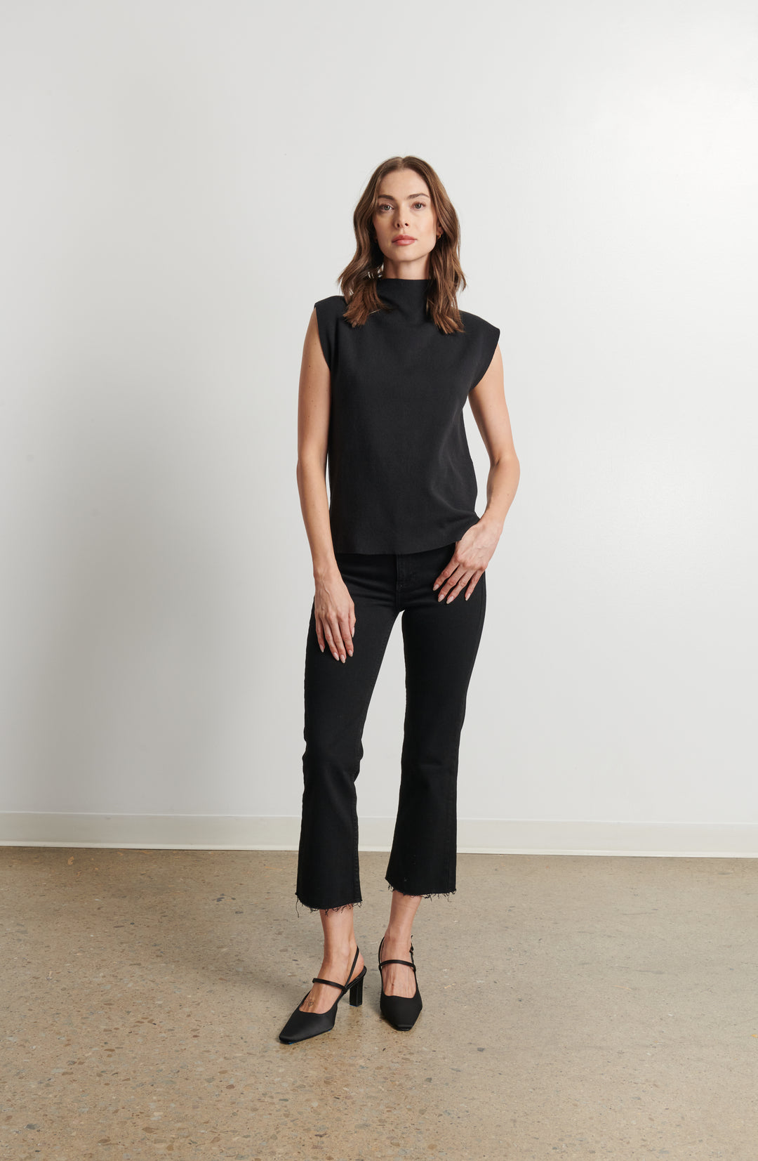 CLEO CAP SLEEVE TURTLENECK TOP - LINE