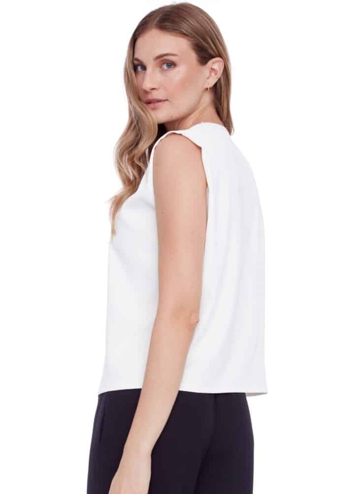 MAYLEE SOLID VEGAN SILK SLEEVELESS TOP (CREAM) - TYLER MADISON