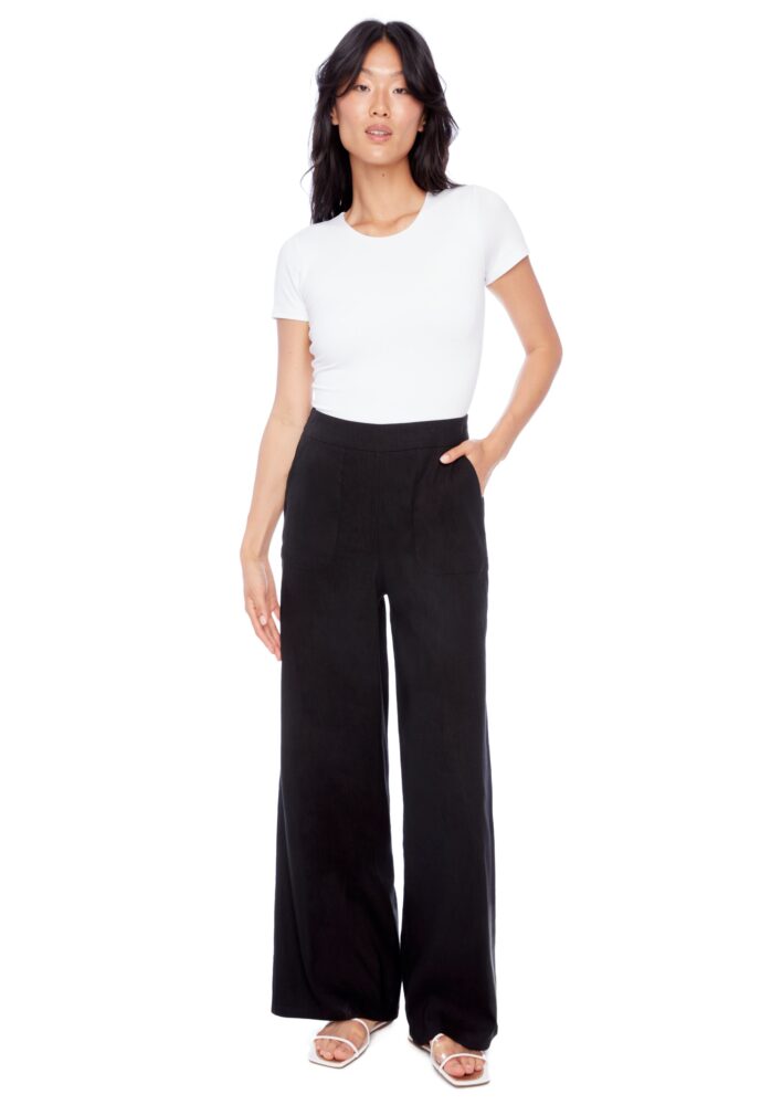 ISLA LINEN WIDE LEG PANT (BLACK) - TYLER MADISON
