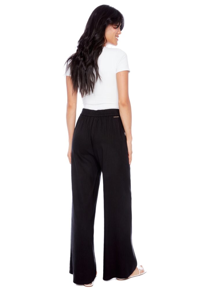 ISLA LINEN WIDE LEG PANT (BLACK) - TYLER MADISON