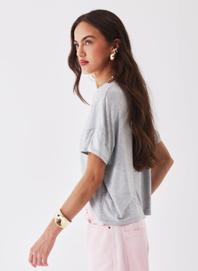 SOFT TOUCH METALLIC RELAXED S/S CREW (GRIS CHINE CLAIR) - MAJESTIC FILATURES