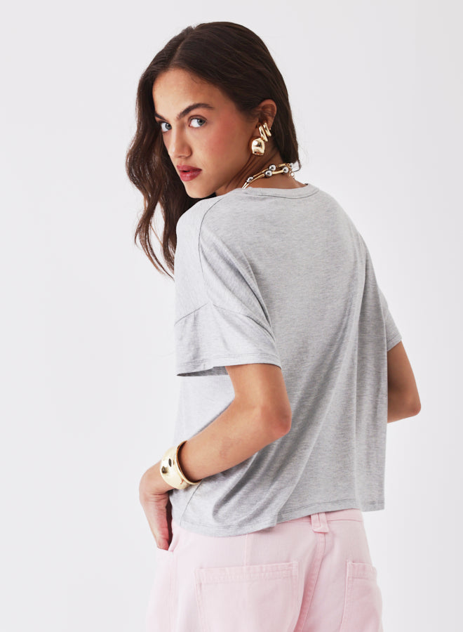 SOFT TOUCH METALLIC RELAXED S/S CREW (GRIS CHINE CLAIR) - MAJESTIC FILATURES
