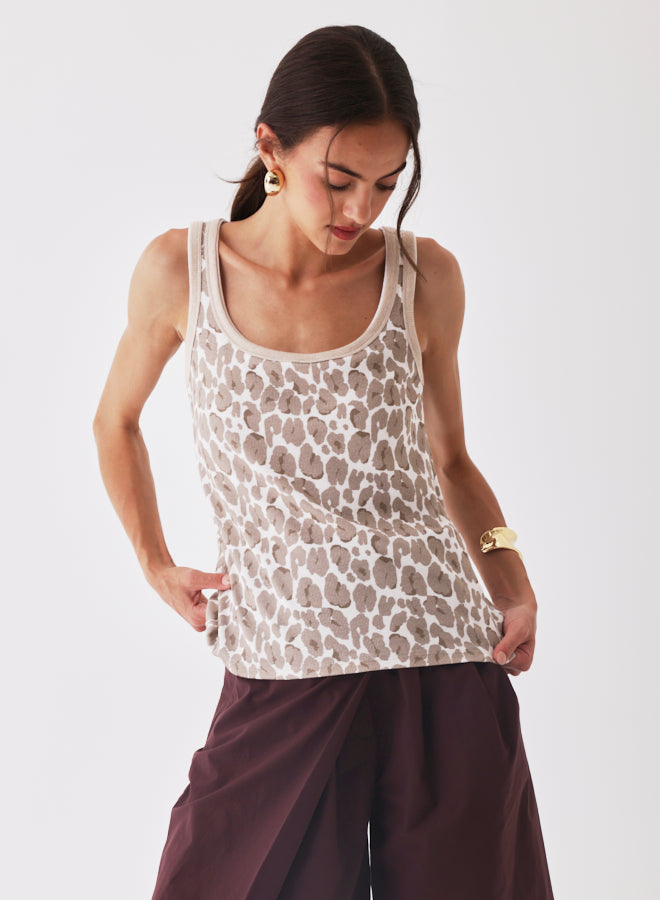 ORGANIC COTTON STRETCH RIB LEOPARD (EAU DE ROSE) - MAJESTIC FILATURES