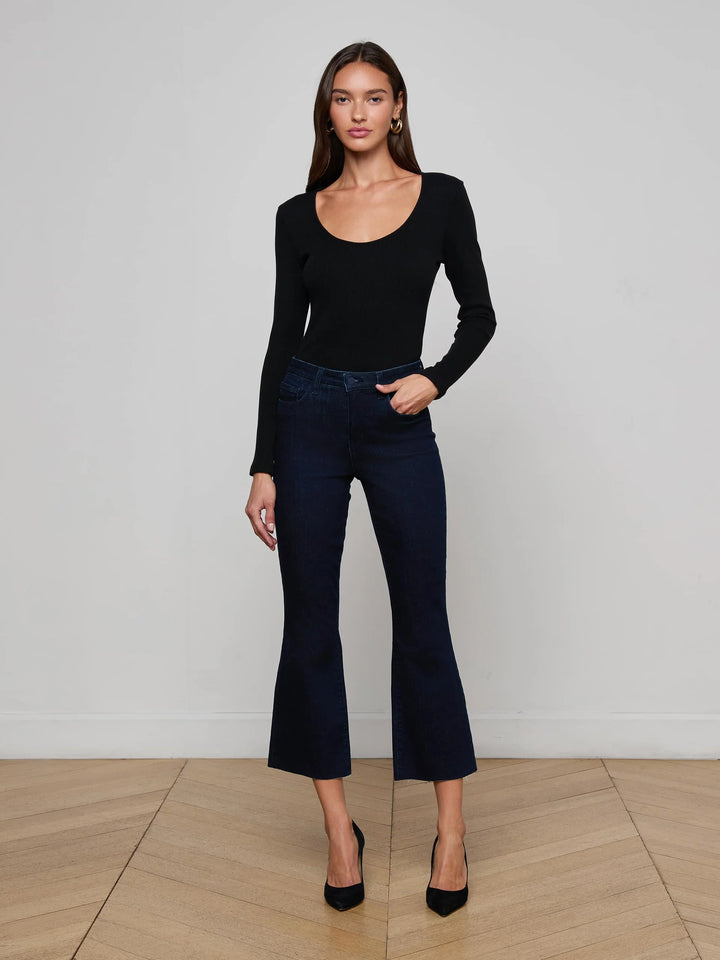 KENDRA HIGH RISE CROP FLARE (BLACK INK) - L'AGENCE