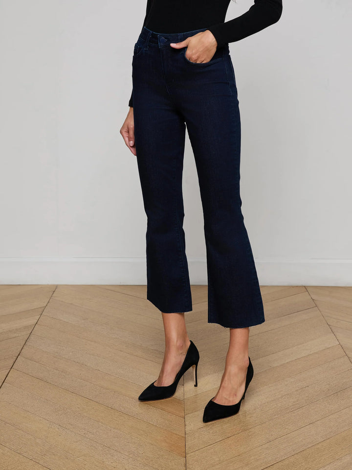 KENDRA HIGH RISE CROP FLARE (BLACK INK) - L'AGENCE
