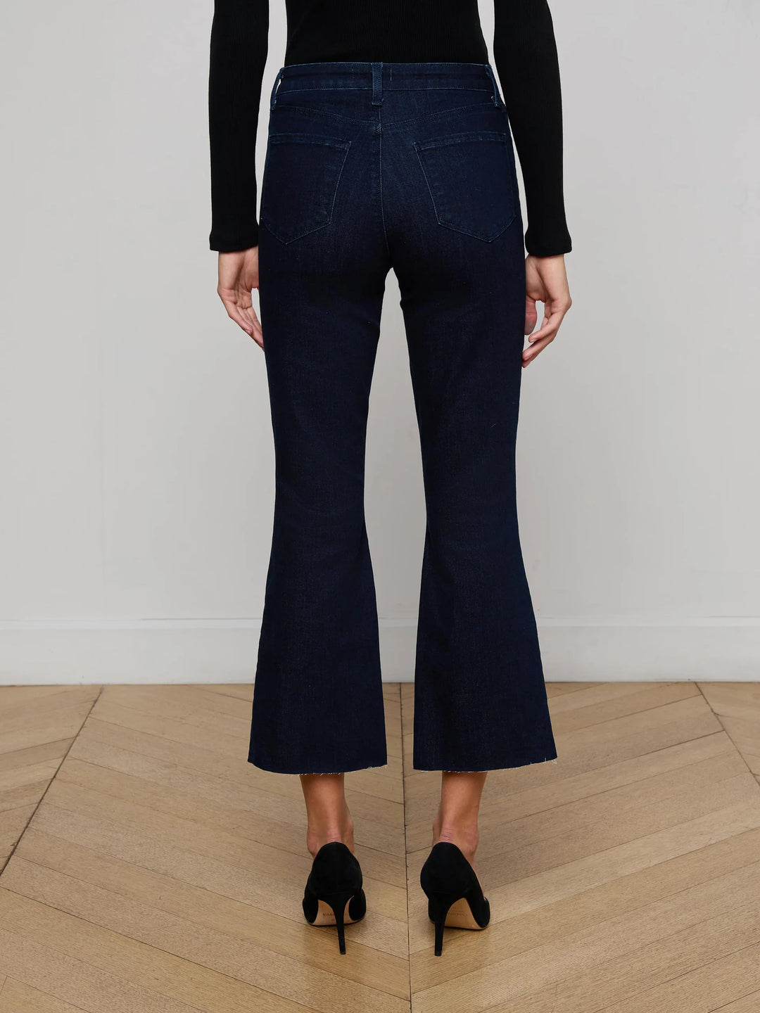 KENDRA HIGH RISE CROP FLARE (BLACK INK) - L'AGENCE