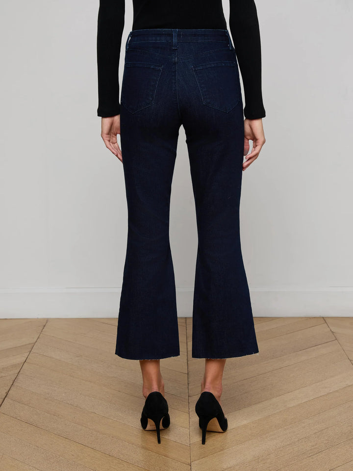 KENDRA HIGH RISE CROP FLARE (BLACK INK) - L'AGENCE