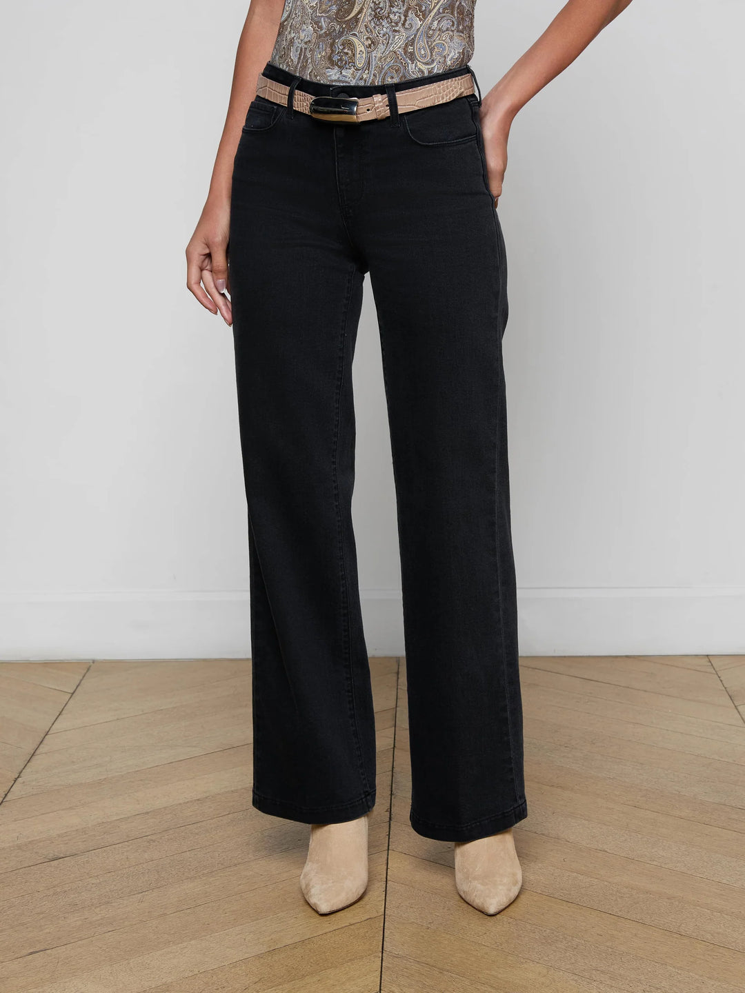 SCOTTIE HIGH RISE WIDE LEG (WASHED BLACK) - L'AGENCE
