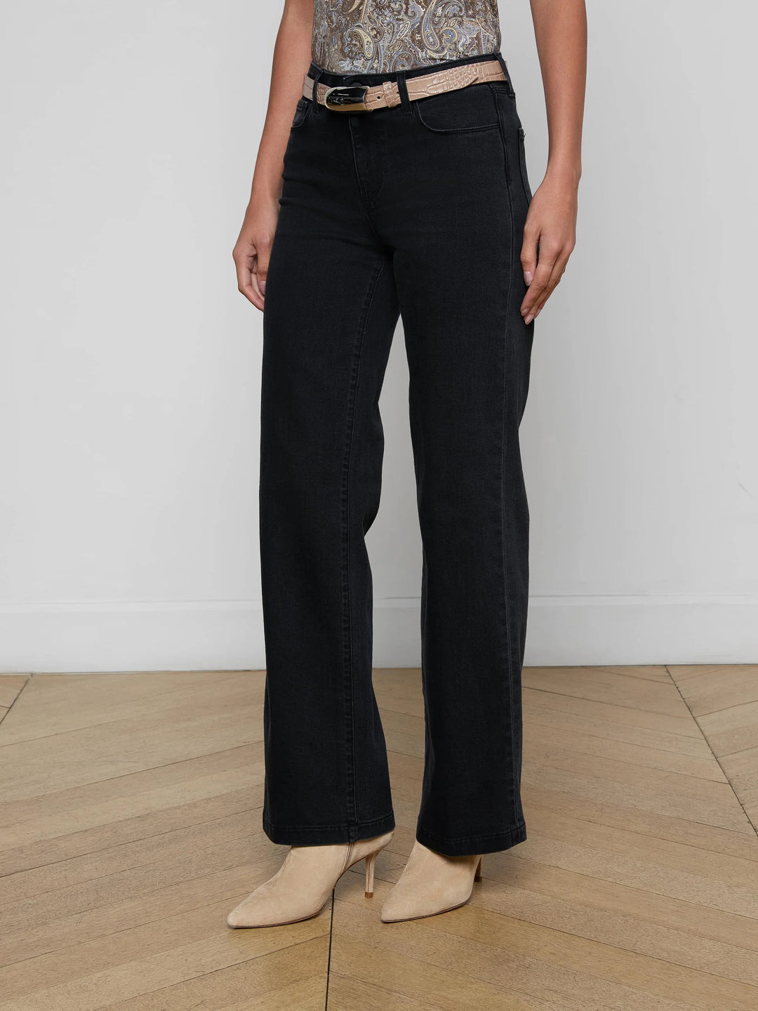 SCOTTIE HIGH RISE WIDE LEG (WASHED BLACK) - L'AGENCE