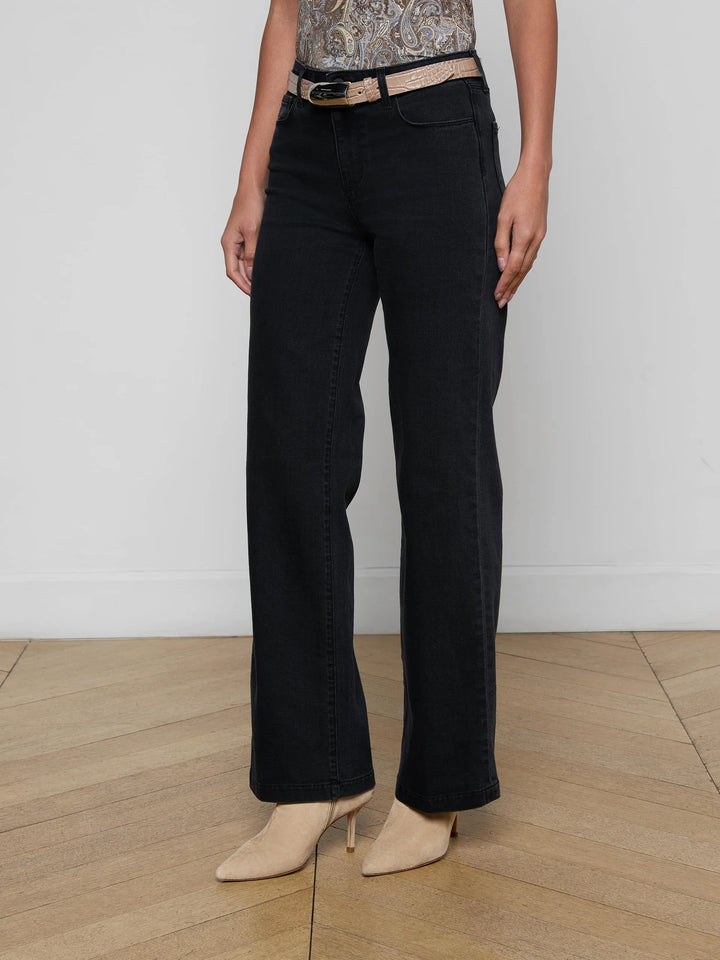 SCOTTIE HIGH RISE WIDE LEG (WASHED BLACK) - L'AGENCE