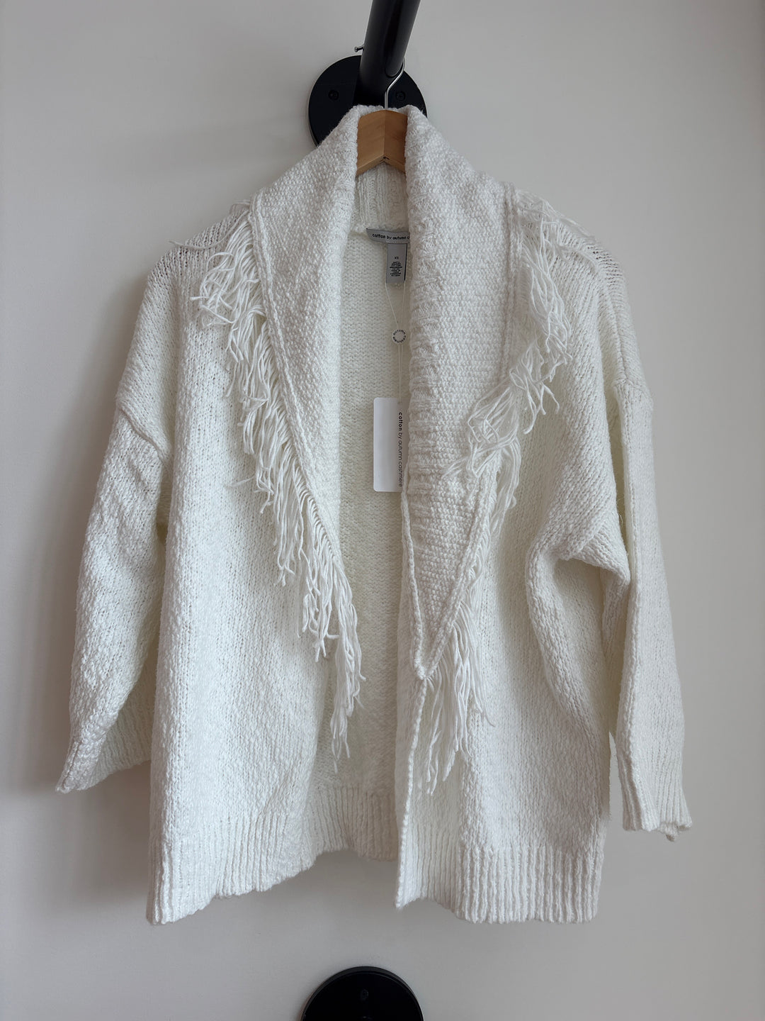 SOLID FRINGED SHAWL COLLAR CARDIGAN - AUTUMN CASHMERE