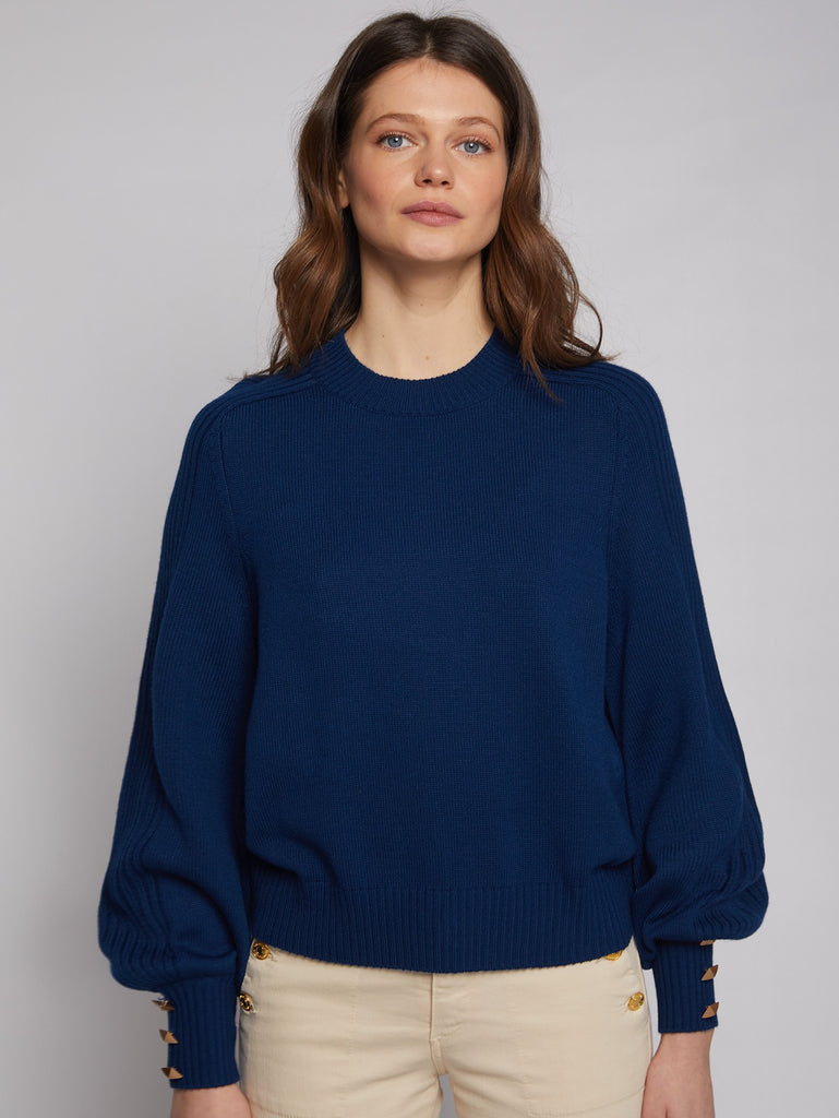 BALLOON SLEEVE SWEATER (NAVY) - VILAGALLO