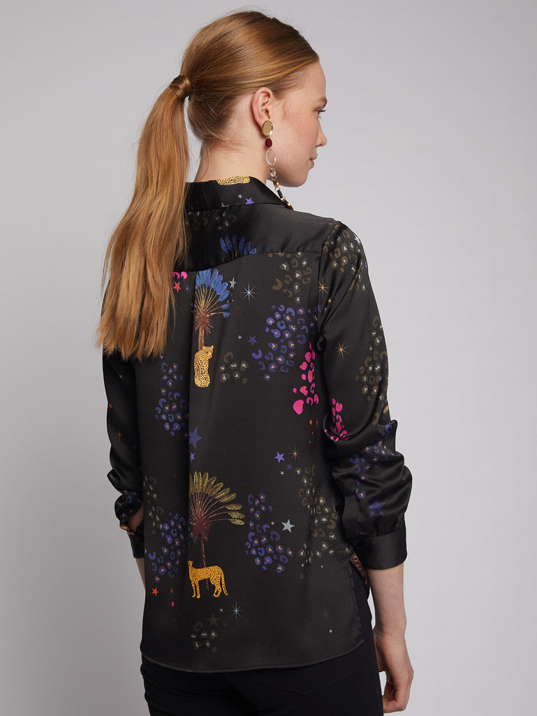 ISABELLA BLACK CHEETAH PRINT BLOUSE - VILAGALLO
