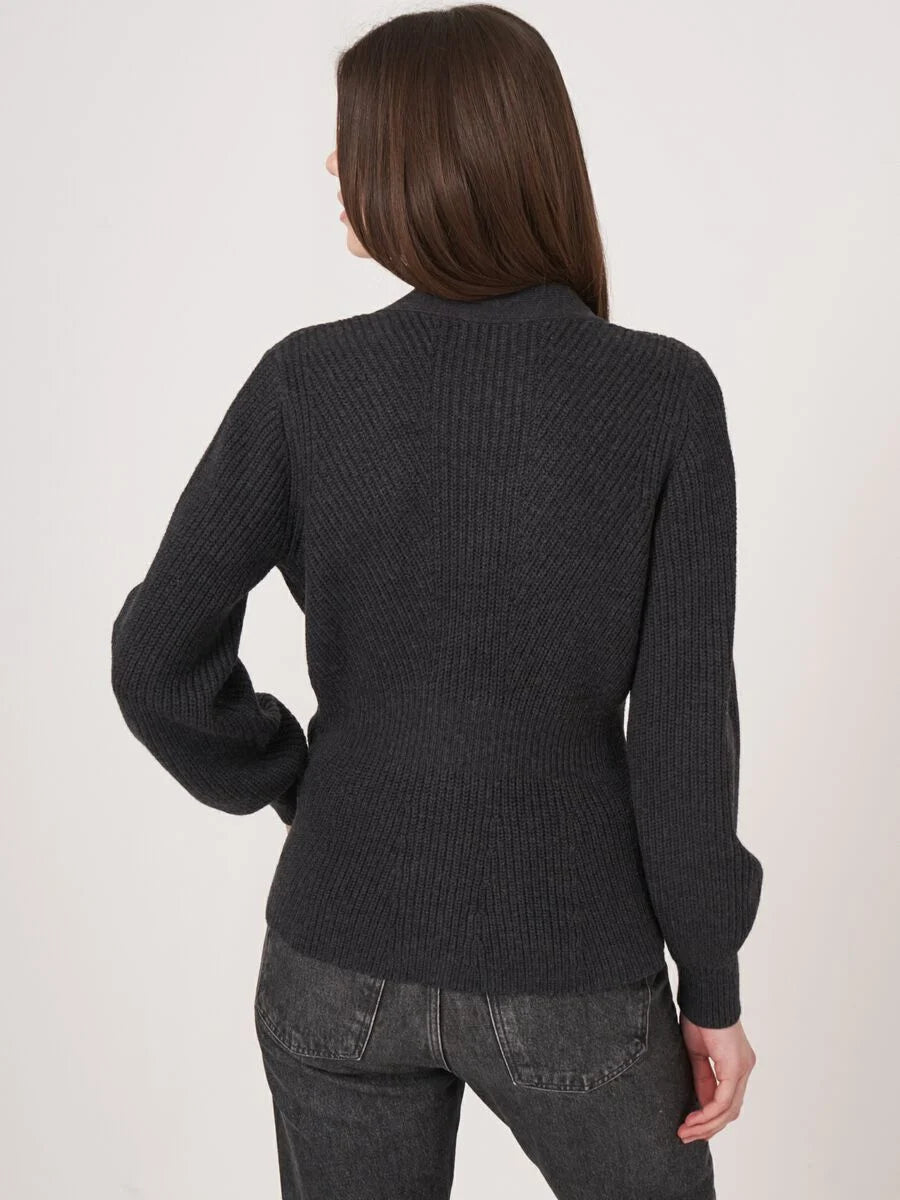 Black peplum cardigan hotsell