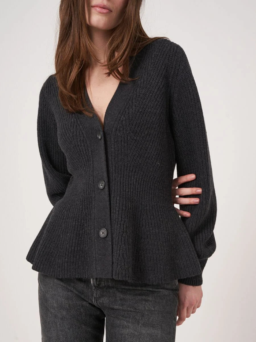 Black peplum cardigan outlet