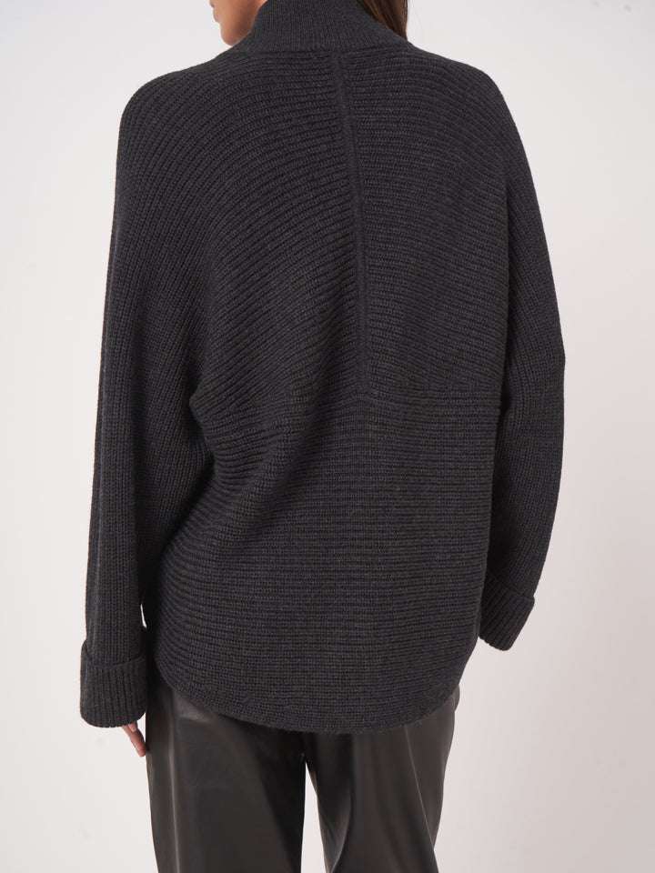 ZIP FRONT WOOL SWEATER JACKET - REPEAT