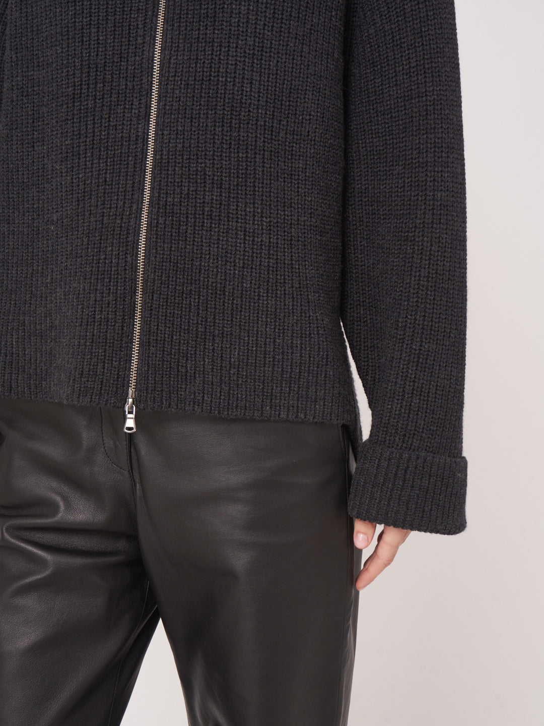 ZIP FRONT WOOL SWEATER JACKET - REPEAT