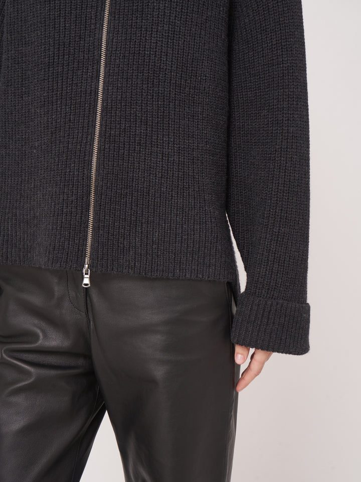 ZIP FRONT WOOL SWEATER JACKET - REPEAT