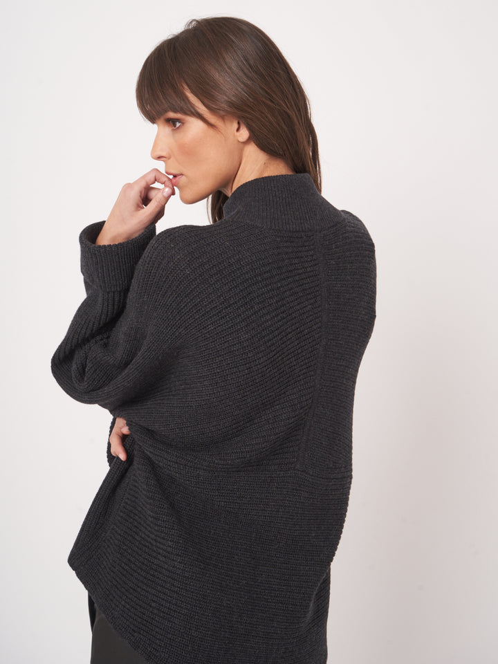 ZIP FRONT WOOL SWEATER JACKET - REPEAT