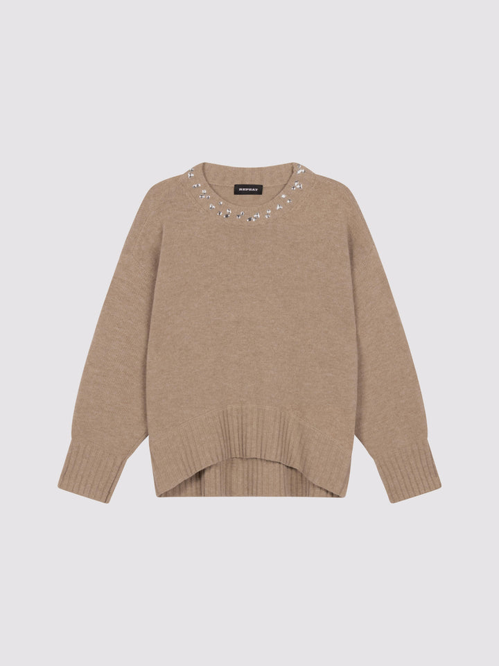 BABY WOOL KNITTED PULLOVER WITH JEWEL COLLAR - REPEAT