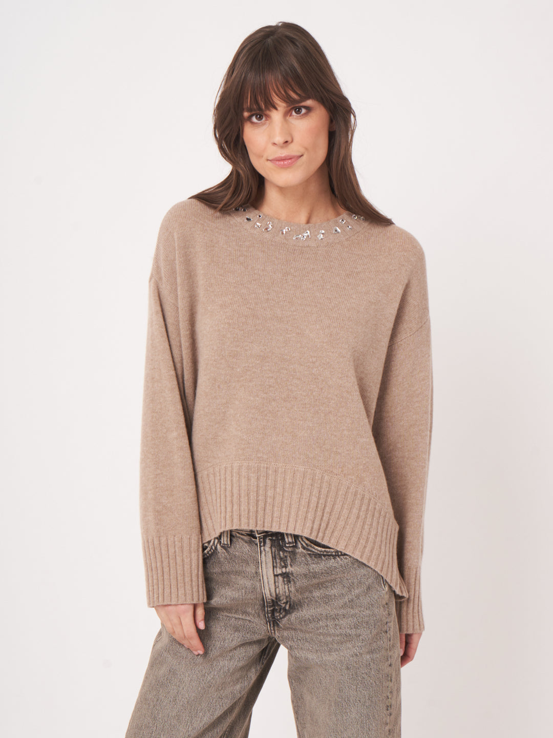 BABY WOOL KNITTED PULLOVER WITH JEWEL COLLAR - REPEAT