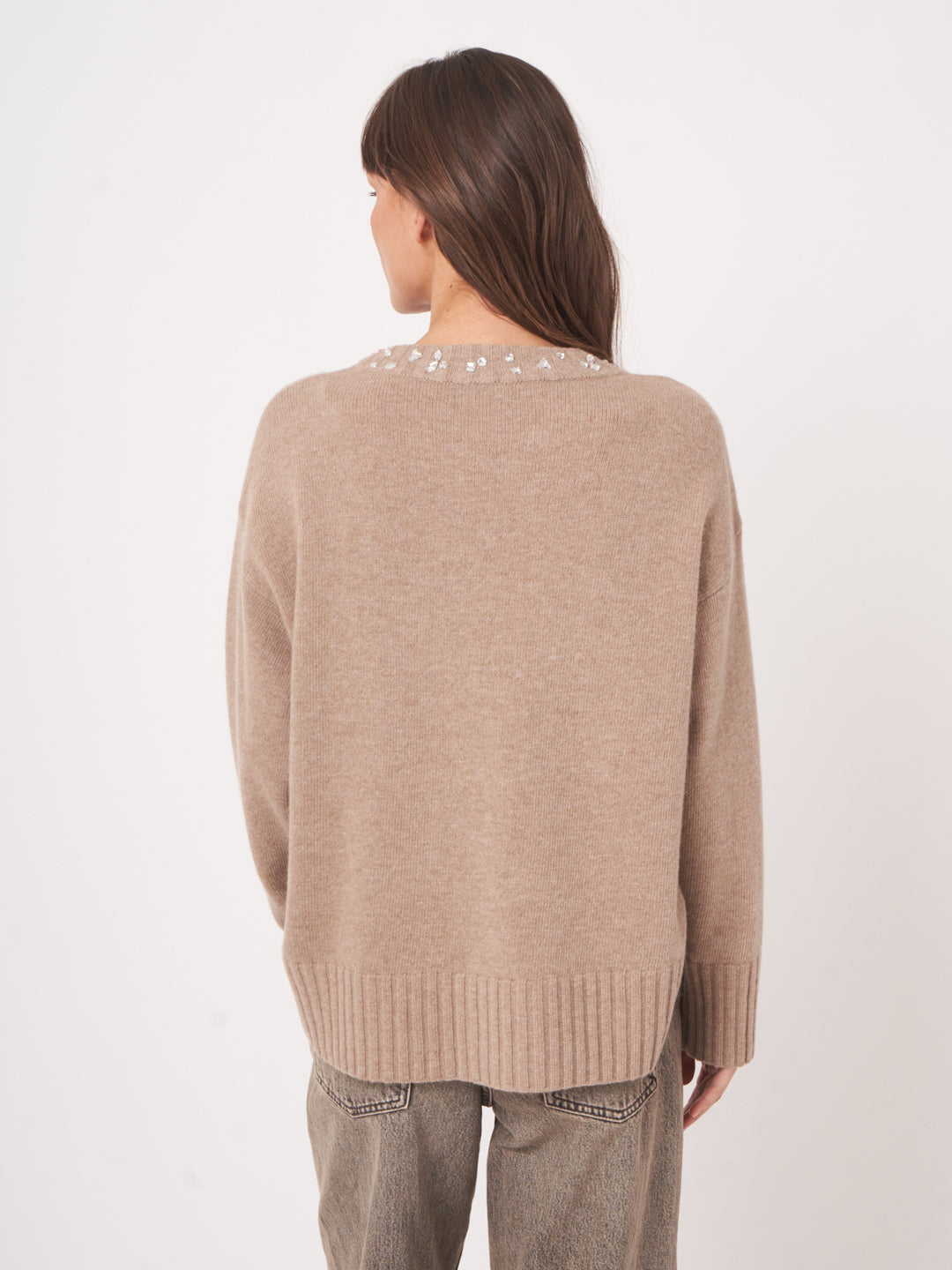 BABY WOOL KNITTED PULLOVER WITH JEWEL COLLAR - REPEAT