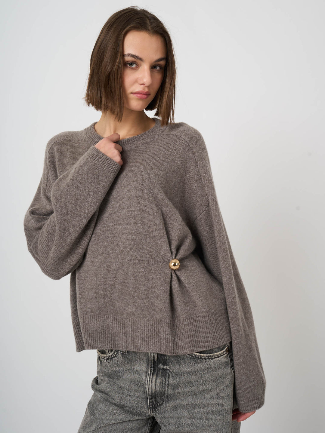 EXTRAFINE BABY WOOL SWEATER (CONCRETE) - REPEAT