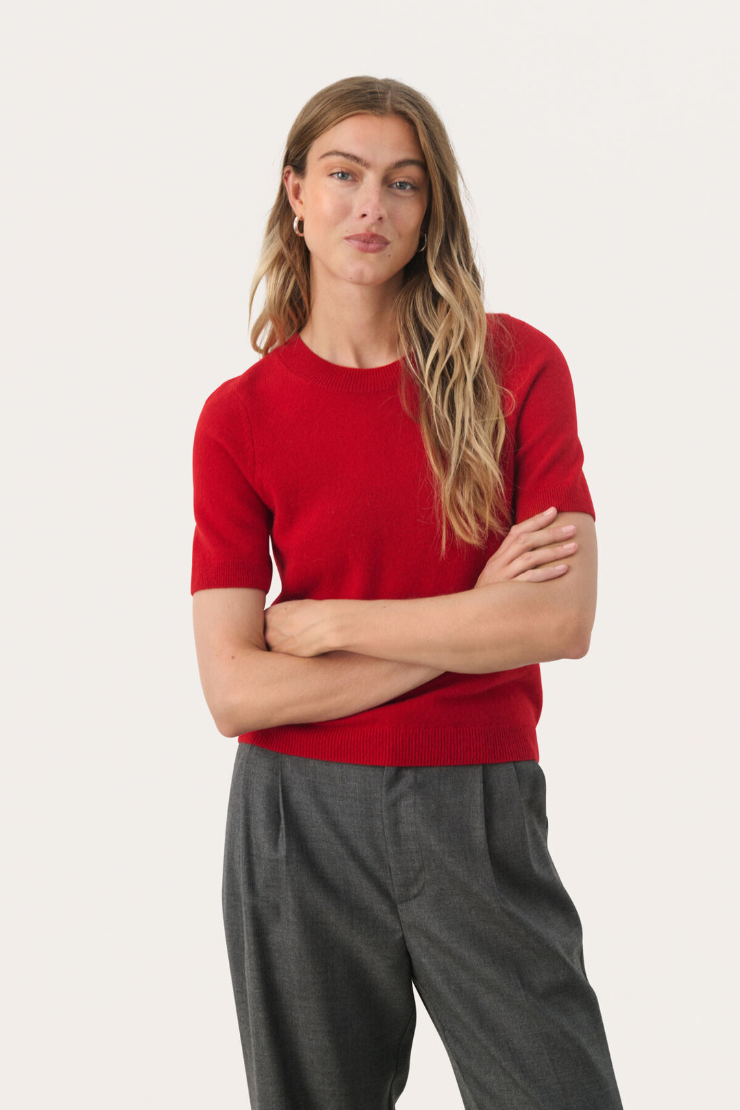 EVERLOTTA SHORT SLEEVE CASHMERE SWEATER  (SALSA) - PART TWO