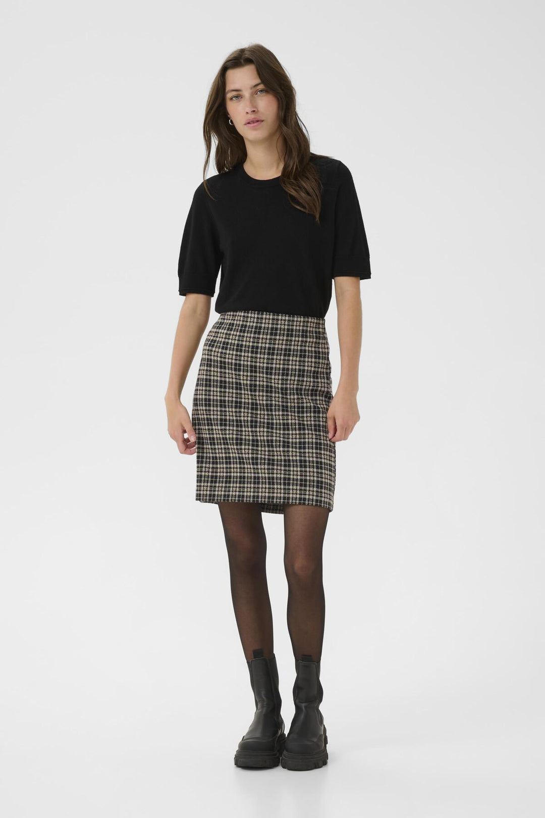 CORINNE CHECK SKIRT (DARK NAVY) - PART TWO