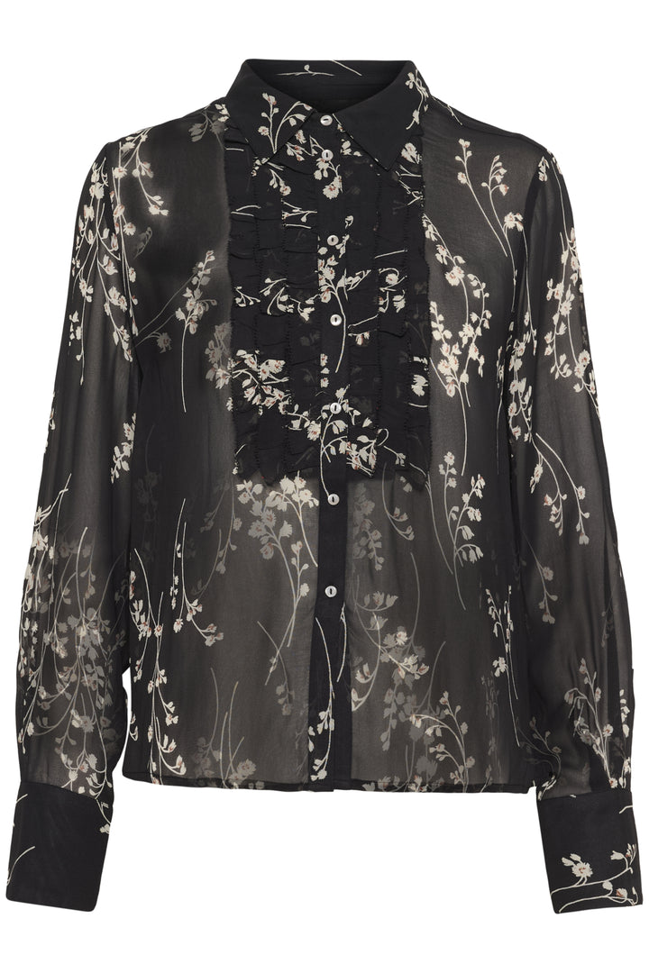 VANORA LEAF PRINT SHIRT (BLACK) - PART TWO