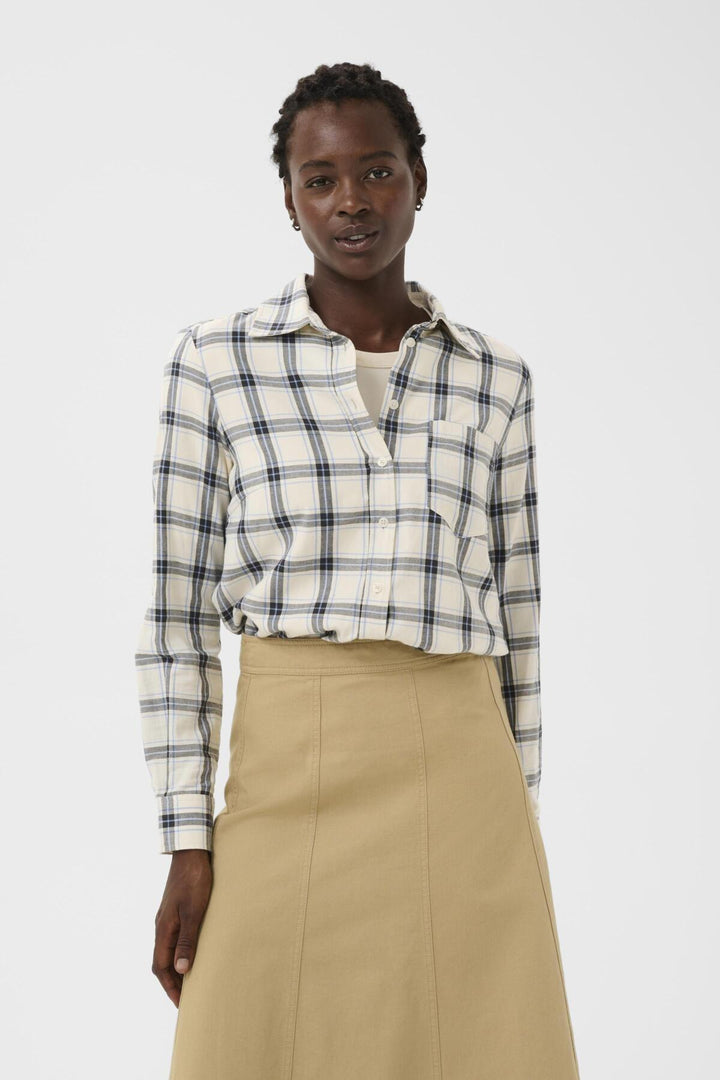 YANA COTTON SHIRT (BIG DARK NAVY CHECK) - PART TWO