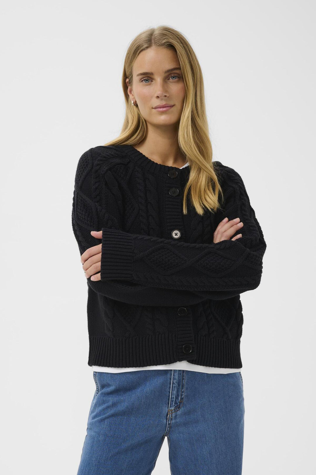 ZAYRA CABLE KNIT CARDIGAN (DARK NAVY) - PART TWO