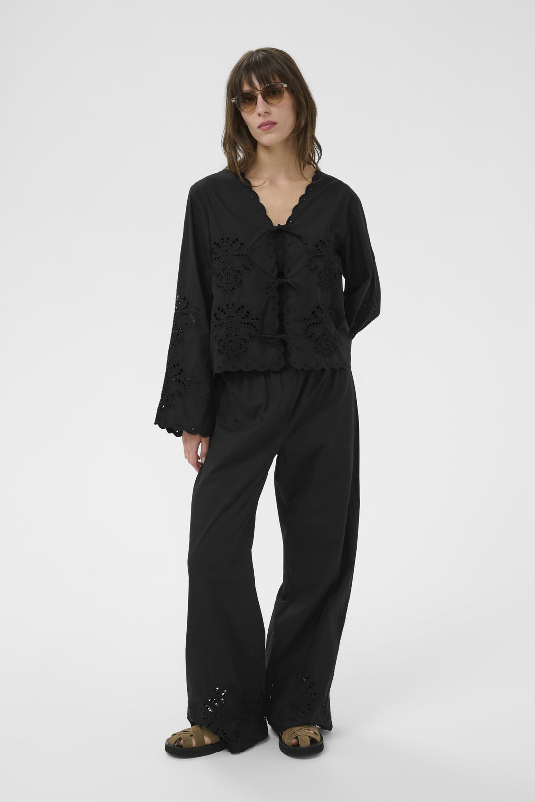 AGNETHE EYELET PANTS (BLACK) - PART TWO