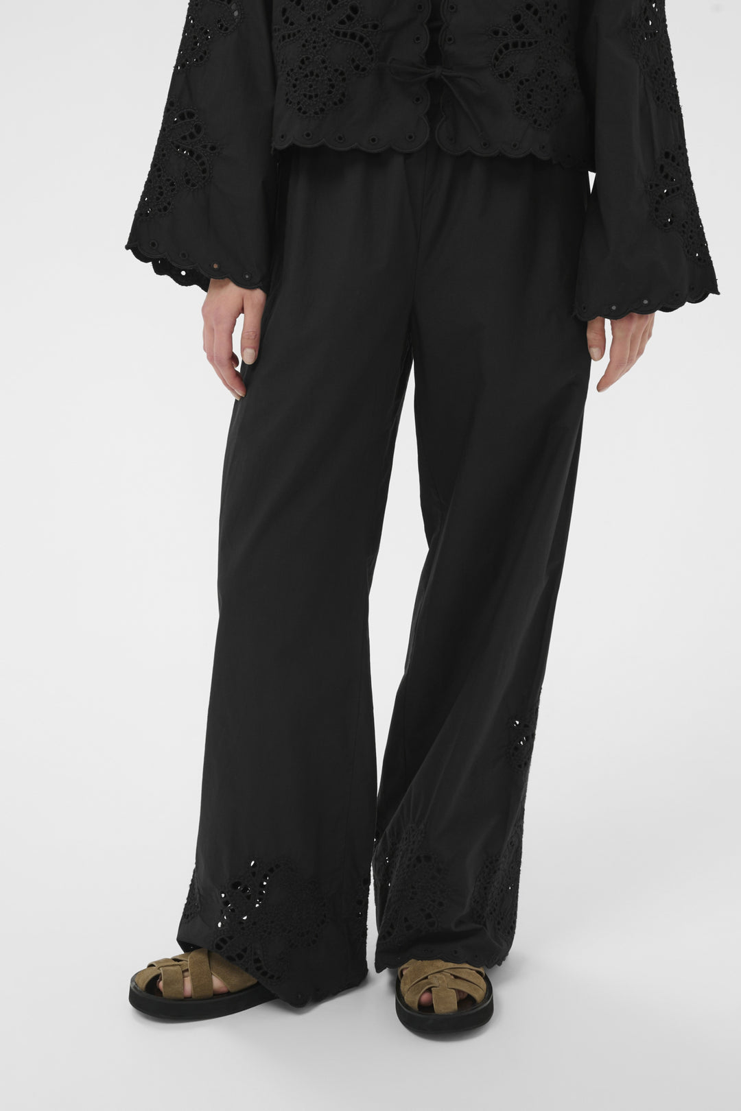 AGNETHE EYELET PANTS (BLACK) - PART TWO