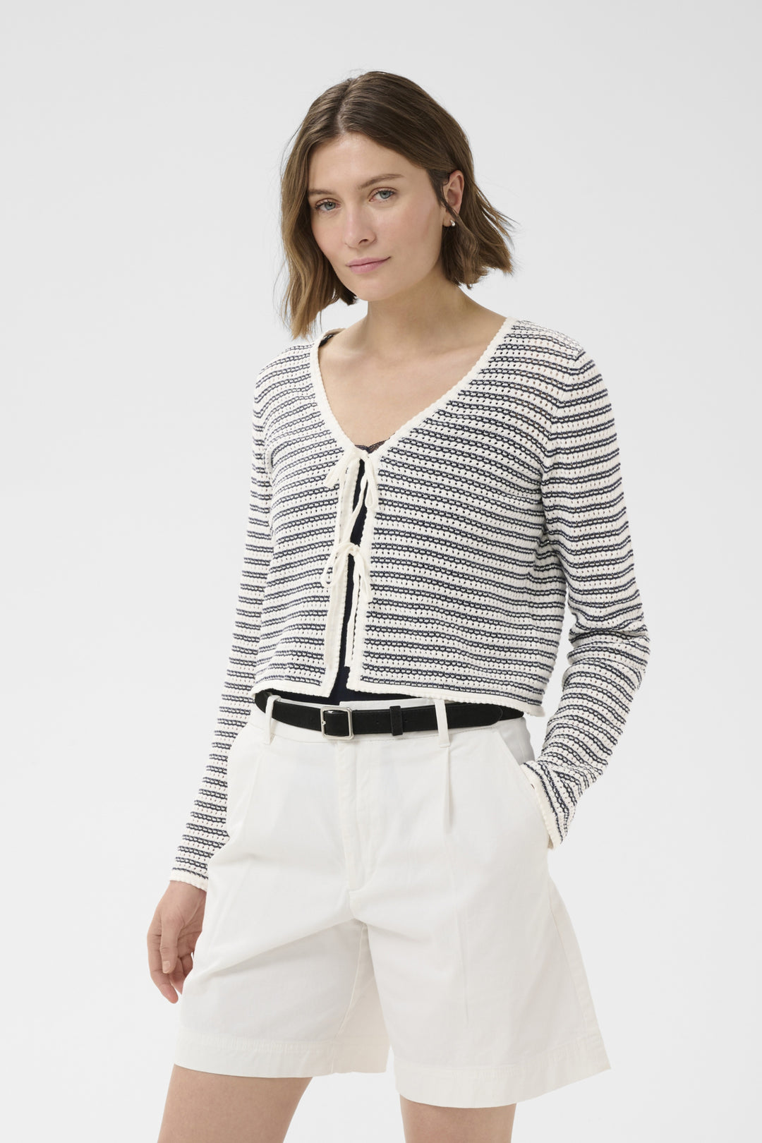 ROSEFINA OPEN KNIT CARDIGAN (AFTER MIDNIGHT STRIPE) - PART TWO