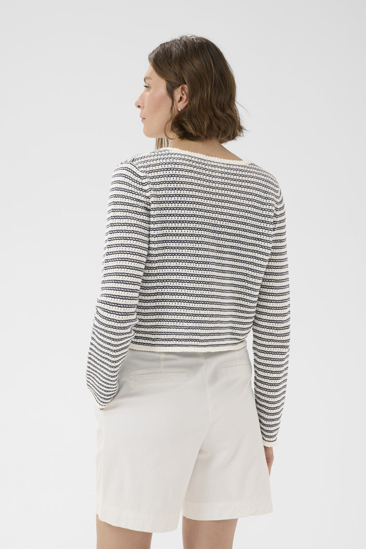 ROSEFINA OPEN KNIT CARDIGAN (AFTER MIDNIGHT STRIPE) - PART TWO