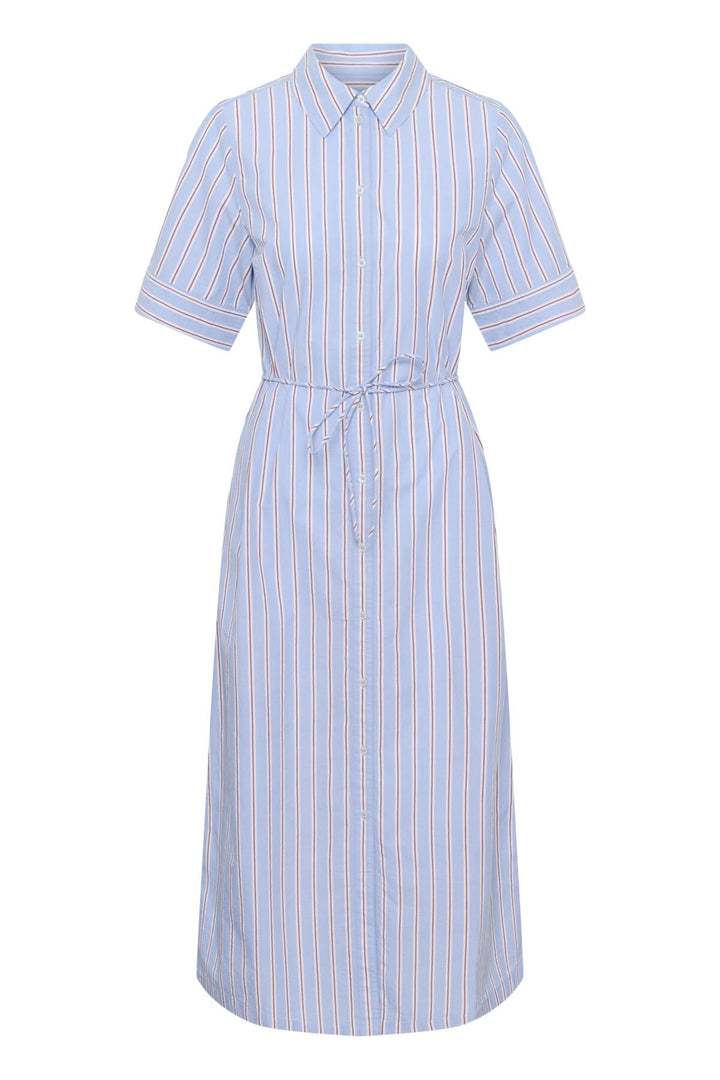 BEVERA STRIPED DRESS (BLUE BURNT RUSSET) - PART TWO