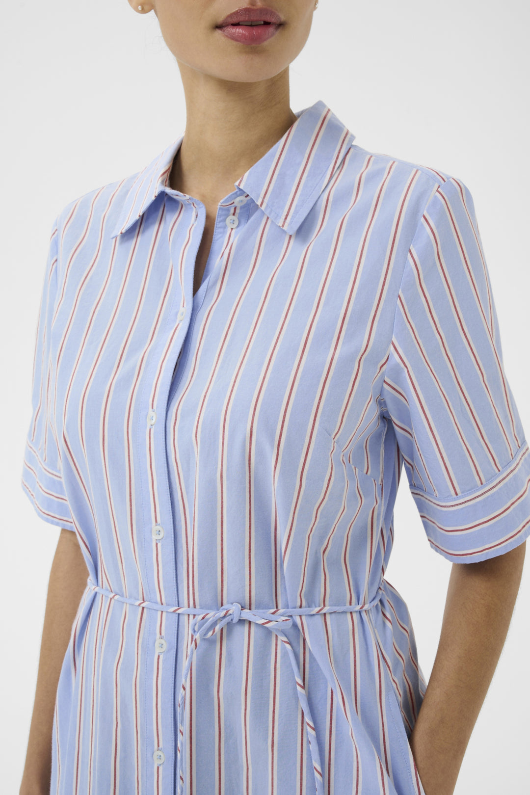 BEVERA STRIPED DRESS (BLUE BURNT RUSSET) - PART TWO