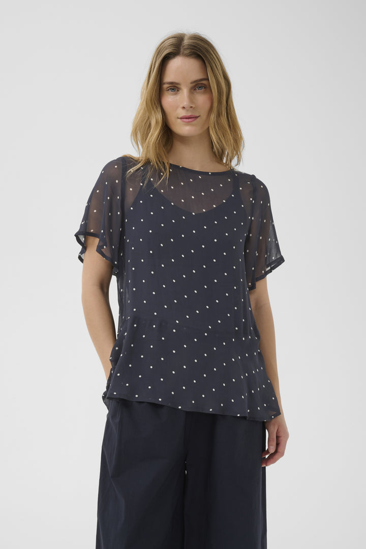 DUSINE BLOUSE (DARK NAVY DOT PRINT) - PART TWO