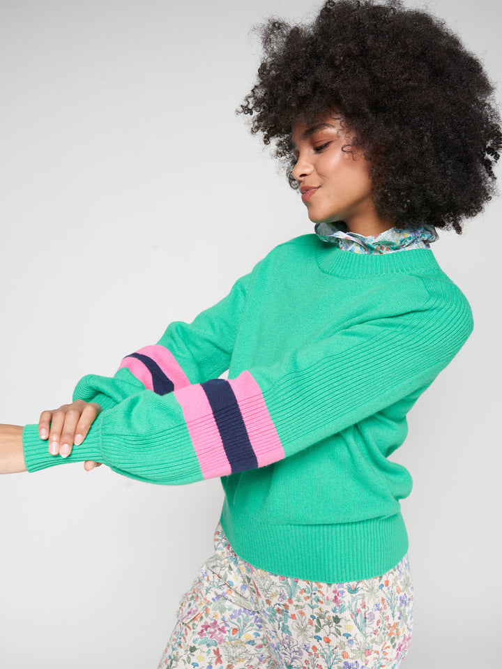 PUNTOSTRIPE WOOL BLEND SWEATER (GREEN & PINK) - VILAGALLO