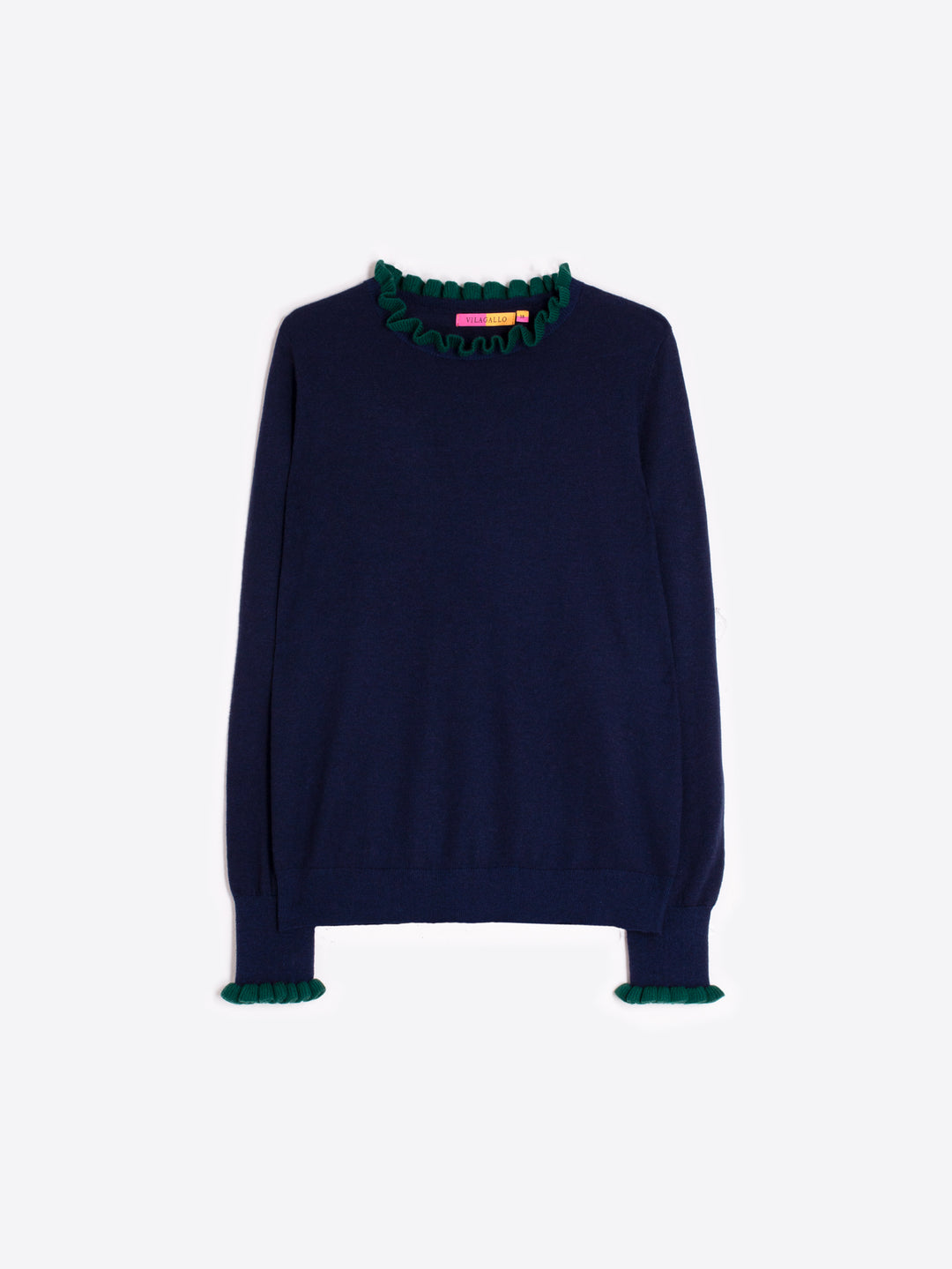 JERSEY FRILLS SWEATER (NAVY/GREEN) - VILAGALLO
