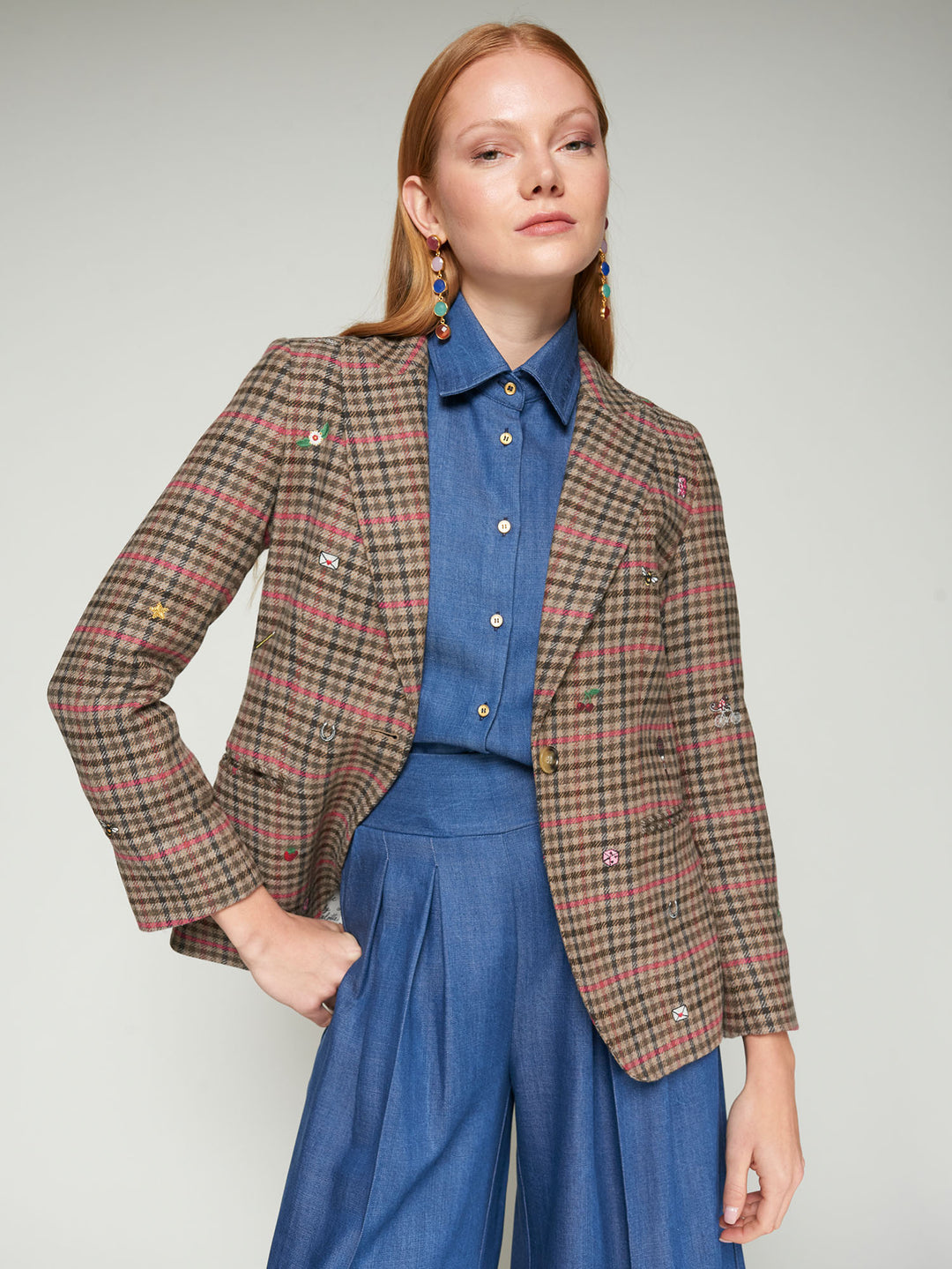 HOUNDSTOOTH JACKET MINI EMBROIDERIES - VILAGALLO