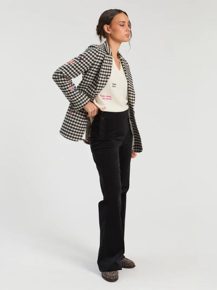 ROCK EMB CHECK BLAZER (BLK/WHT) - VILAGALLO