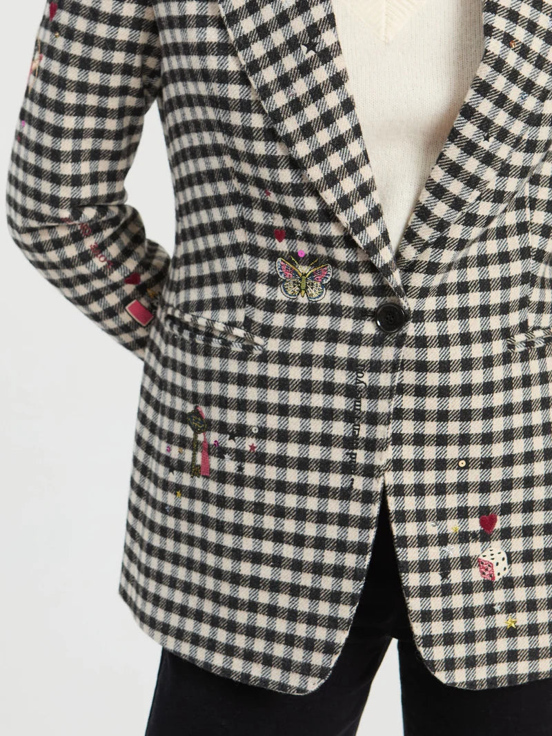 ROCK EMB CHECK BLAZER (BLK/WHT) - VILAGALLO