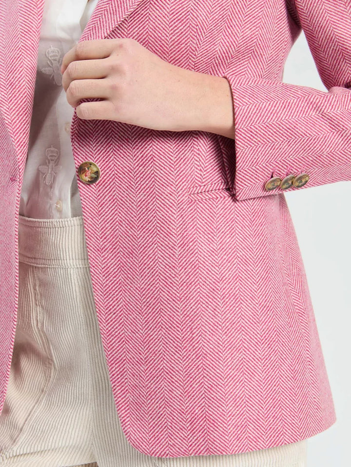 SOPHIA PINK HERRINGBONE BLAZER (PINK) - VILAGALLO